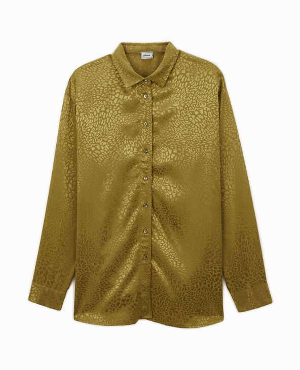Chemise en tissu satiné jacquard motif léopard marron - Pimkie
