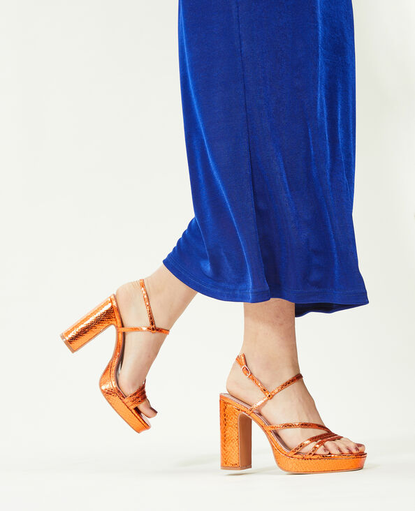 Sandales plateformes effet serpent orange - Pimkie