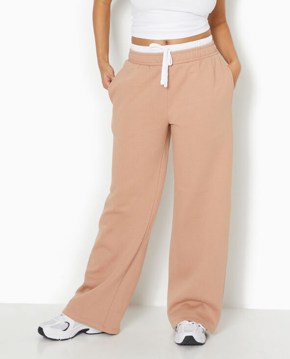 Pantalon de jogging avec effet caleçon apparent taupe - Pimkie