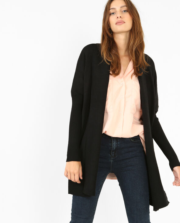 Gilet long à côtes noir - Pimkie