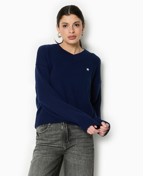 Pull col V bleu - Pimkie