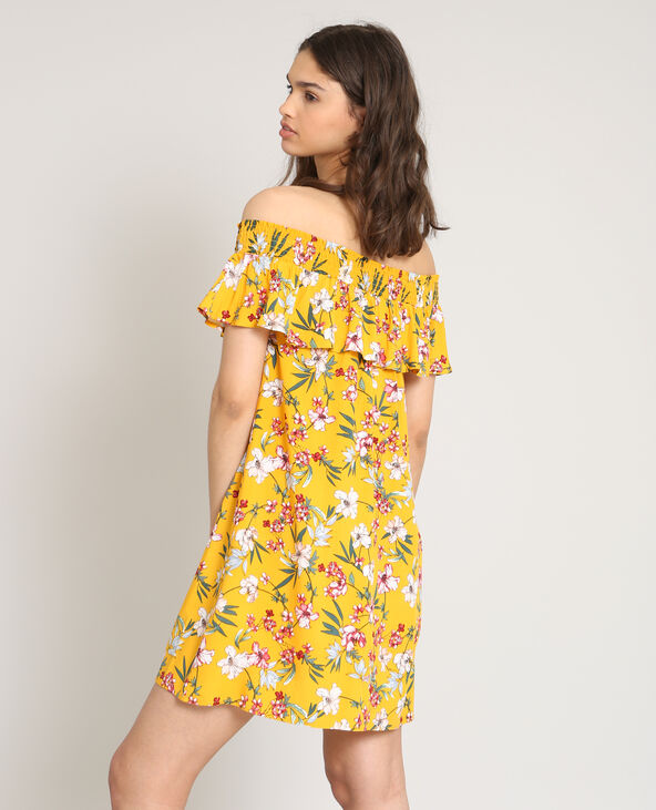 Robe fleurie hot sale col bardot