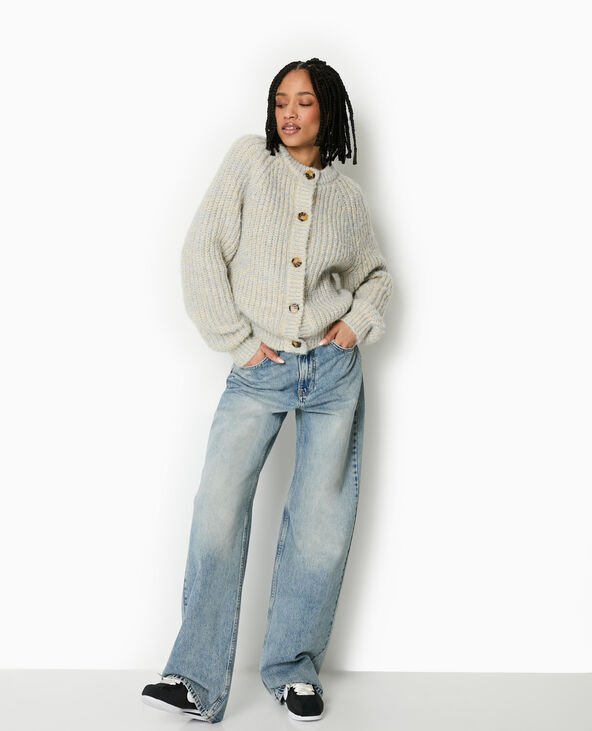 Gilet grosse maille moulinée bleu clair - Pimkie
