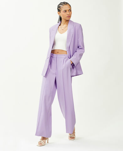 Veste blazer oversize en toile fluide lilas - Pimkie