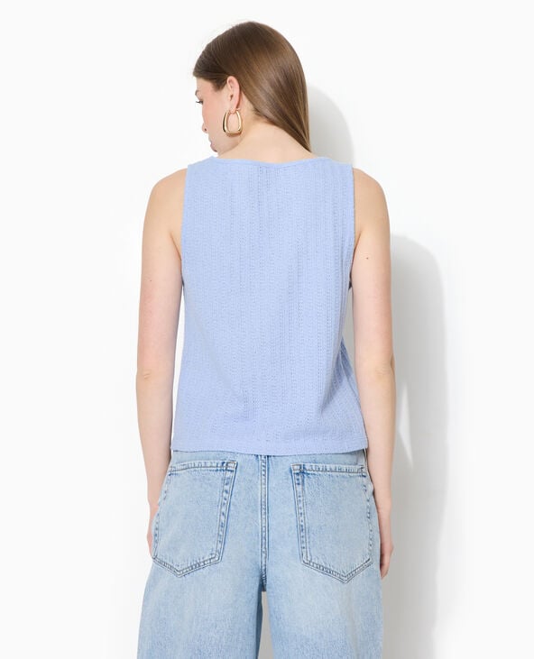 Débardeur en maille fantaisie avec nouettes bleu clair - Pimkie