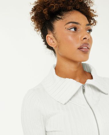 Gilet zippé col montant blanc - Pimkie