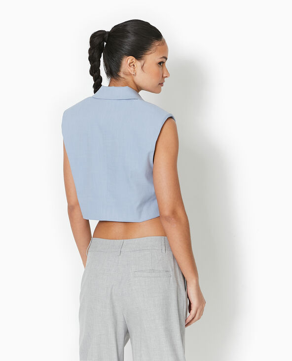 Blazer sans manches cropped bleu - Pimkie