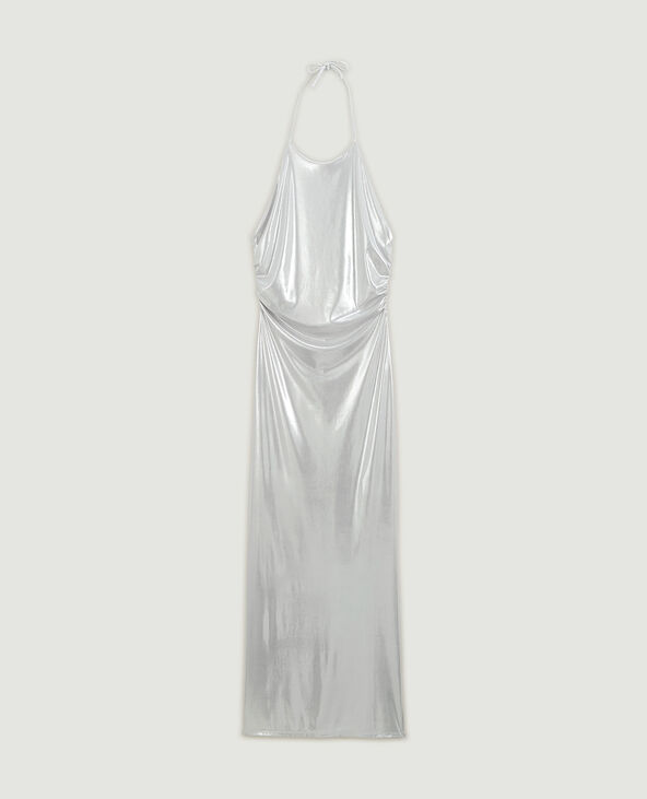 Robe longue en maille fluide et brillante gris clair - Pimkie