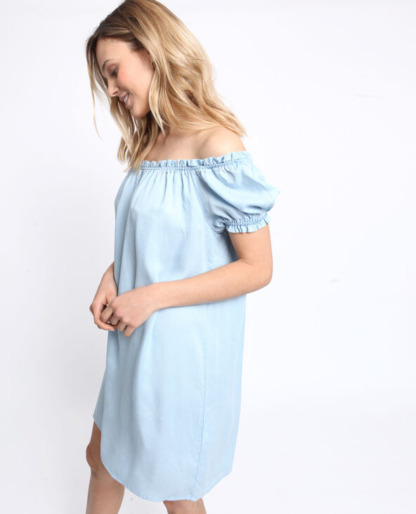 Robe à col bardot bleu clair - Pimkie