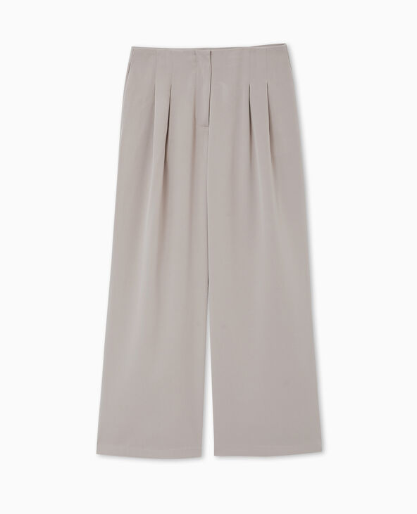 Pantalon large taille basse avec pinces marron - Pimkie