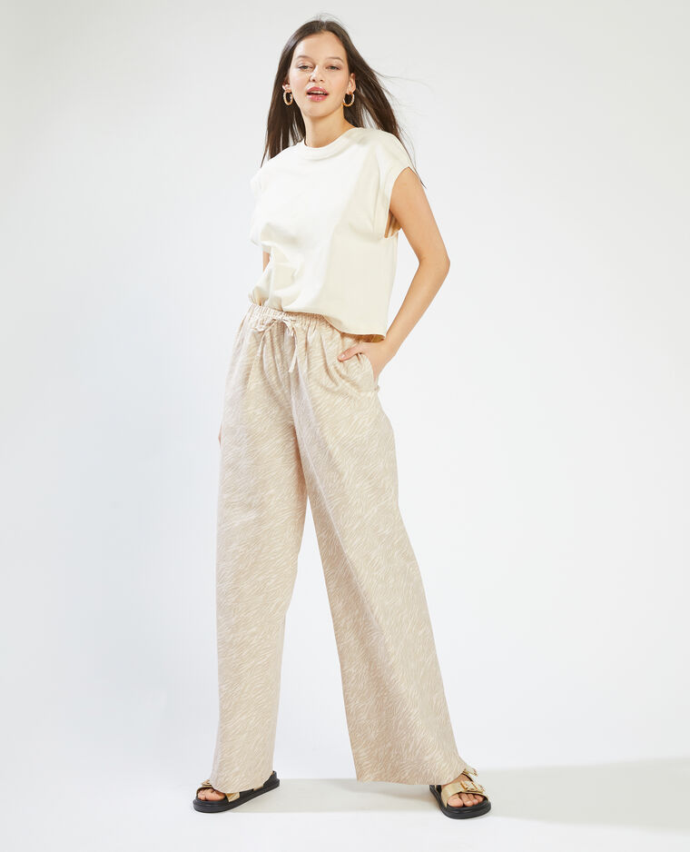 Pantalon large et droit beige - Pimkie