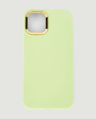 Coque iPhone contour doré vert anis - Pimkie