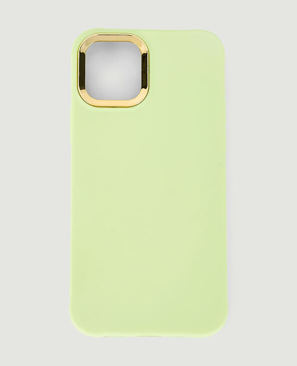Coque iPhone contour doré vert anis - Pimkie