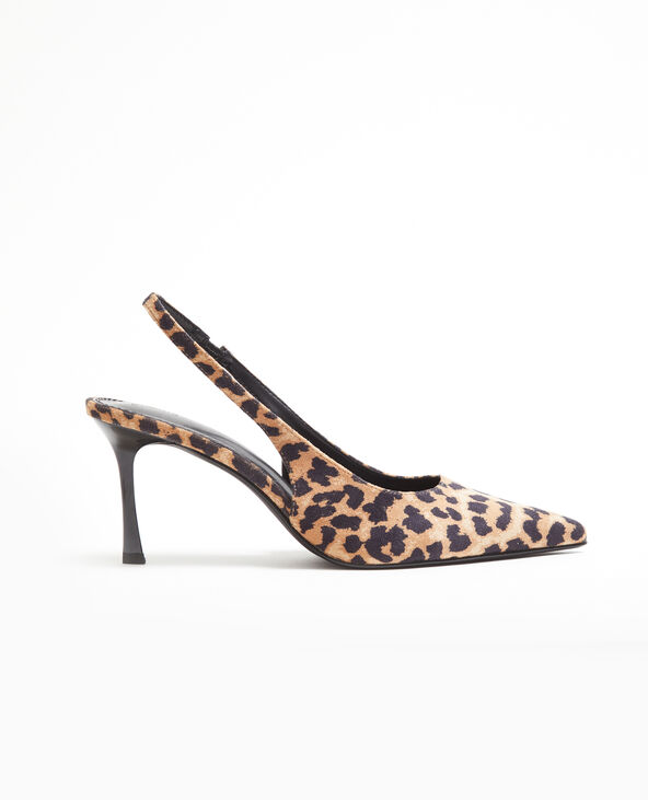 Escarpins bout pointu talon ouvert motif léopard beige - Pimkie