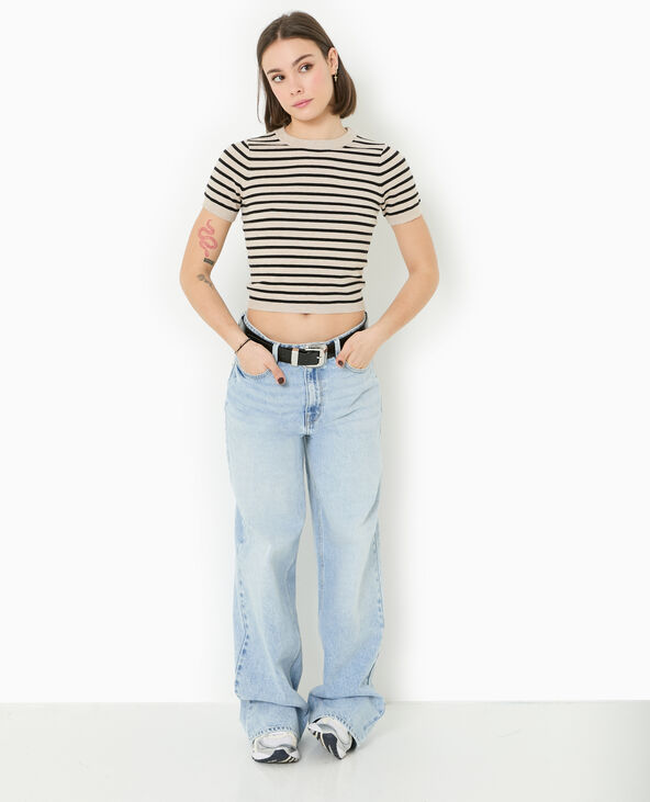 Pull manches courtes en maille fine écru - Pimkie