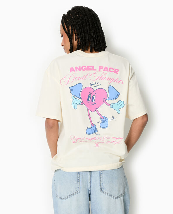 T-shirt oversize avec print poitrine et dos blanc - Pimkie