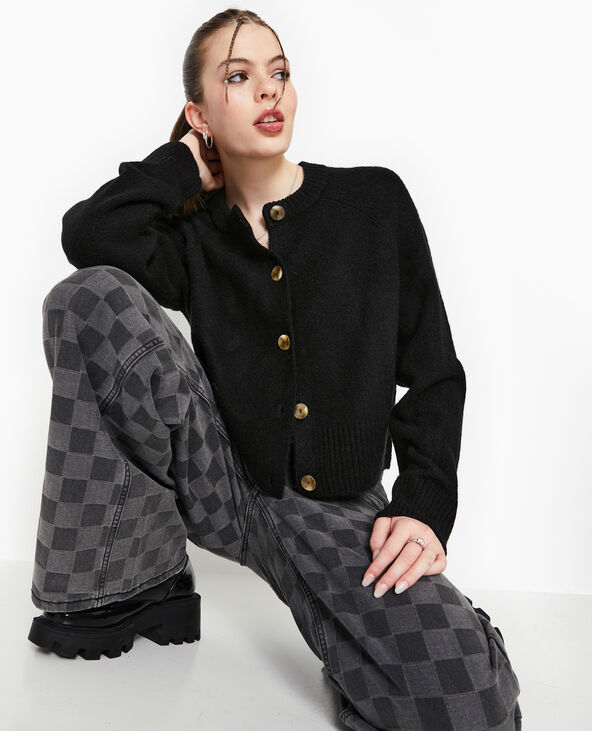 Gilet col rond noir - Pimkie