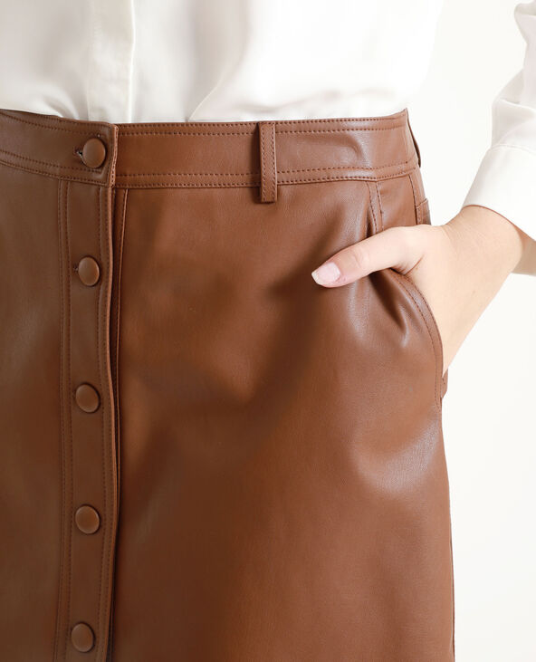 Jupe en faux cuir marron - Pimkie