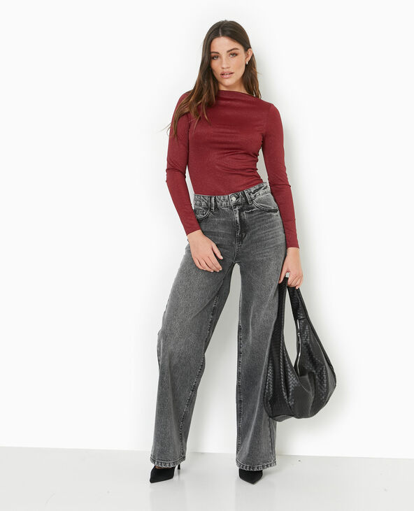 Body en maille avec lurex bordeaux - Pimkie