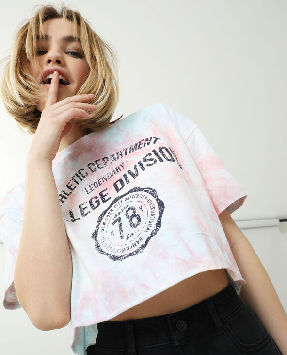 T-shirt cropped tie and dye violet - Pimkie