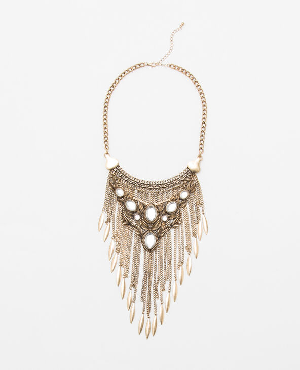 Collier plastron avec strass doré - Pimkie