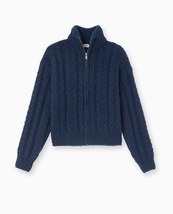 Gilet zippé en maille torsadée bleu marine - Pimkie