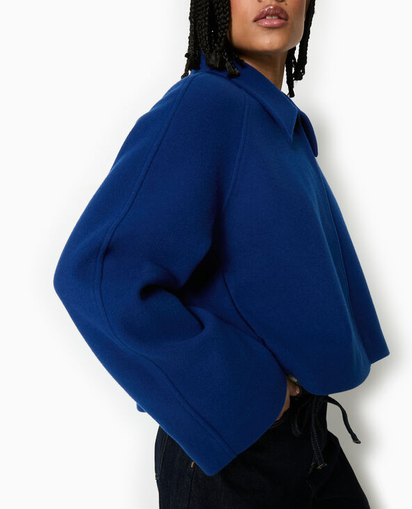 Manteau court drap de laine bleu marine - Pimkie