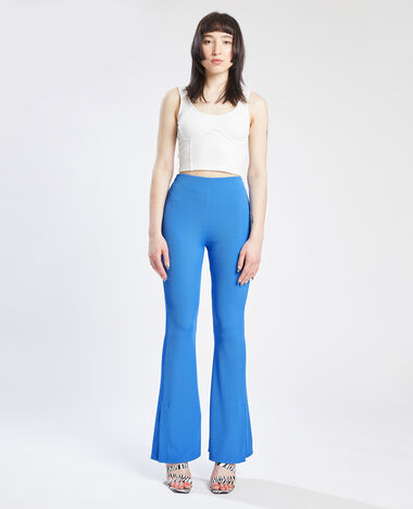 Pantalon flare en maille côtelée vert - Pimkie