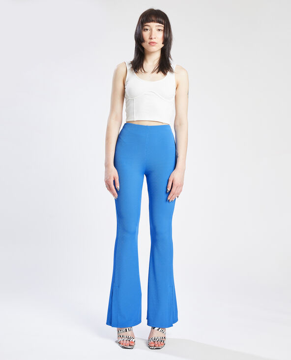 Pantalon flare en maille côtelée vert - Pimkie