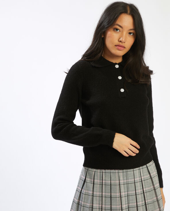 Pull col polo noir - Pimkie
