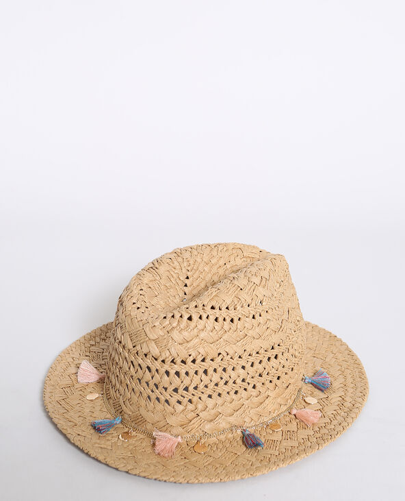 Chapeau en paille beige - Pimkie