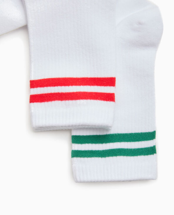 Lot de 2 paires de chaussettes avec bandes contrastées blanc - Pimkie
