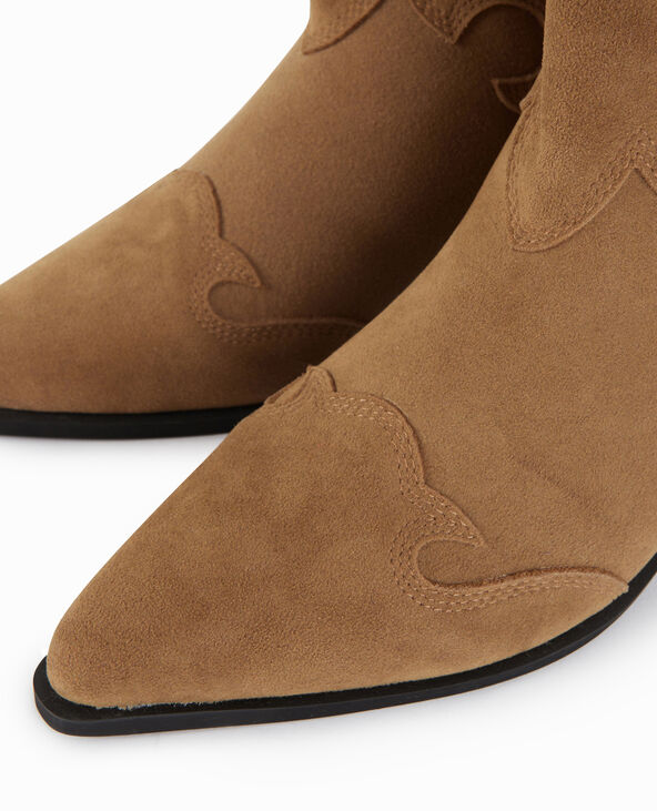 Boots santiags en suédine beige - Pimkie