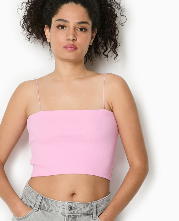 Top bandeau court avec bretelles fines rose - Pimkie