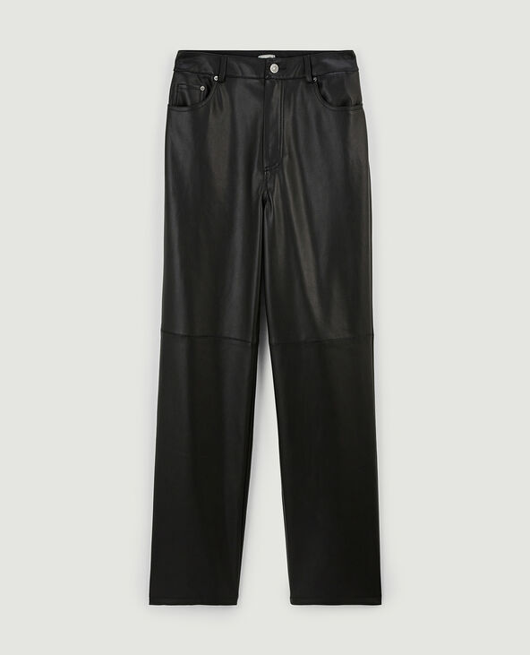 Pantalon droit en simili cuir noir - Pimkie