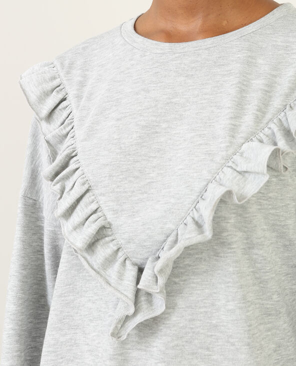Robe sweat à volants gris chiné - Pimkie