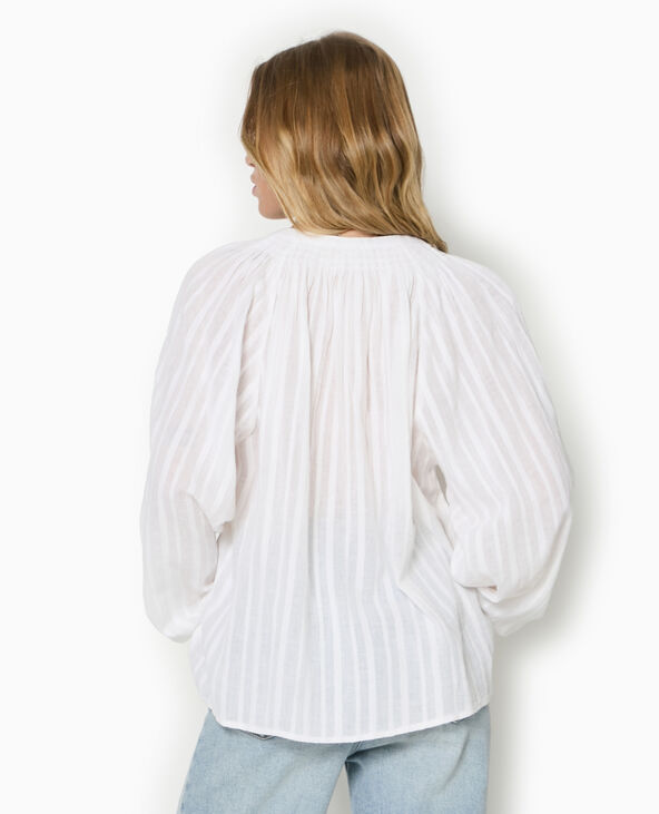Blouse ample avec nouette et manches ballons blanc - Pimkie