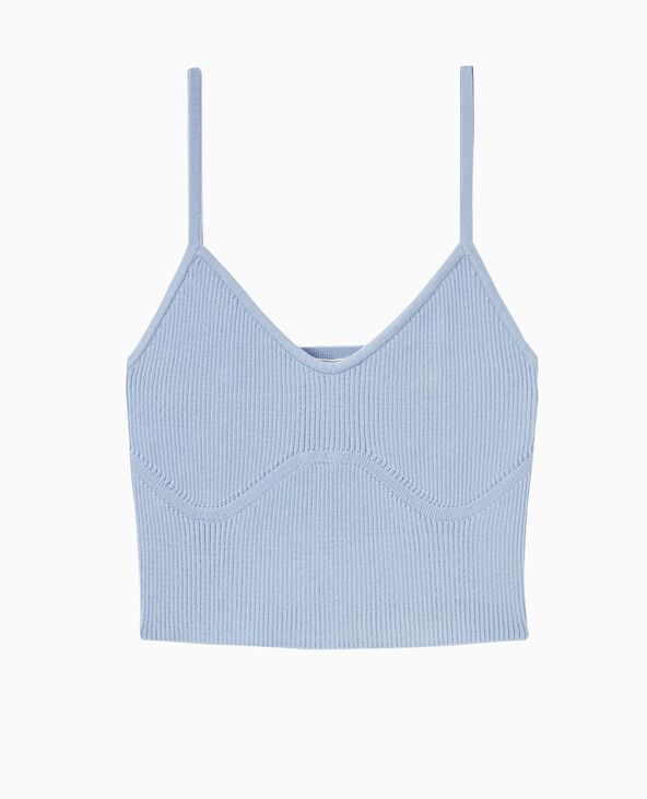 Débardeur court en maille bleu - Pimkie