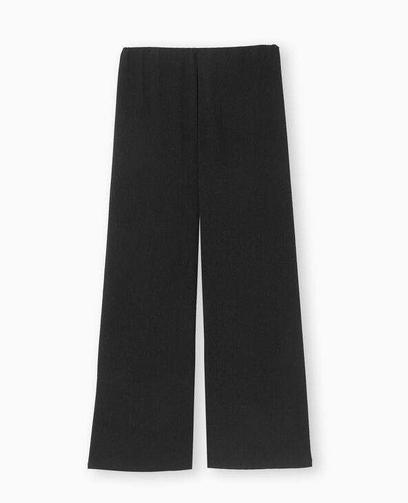 Pantalon large et fluide en tissu effet froissé noir - Pimkie
