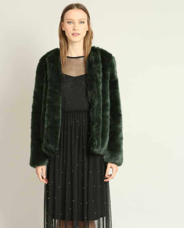 Manteau en fausse fourrure vert foncé - Pimkie