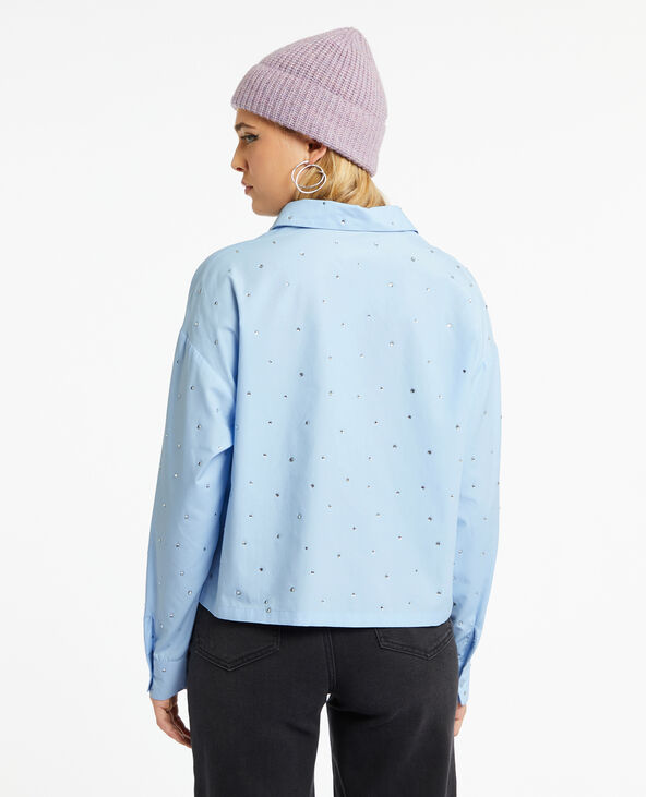 Chemise courte avec strass bleu - Pimkie