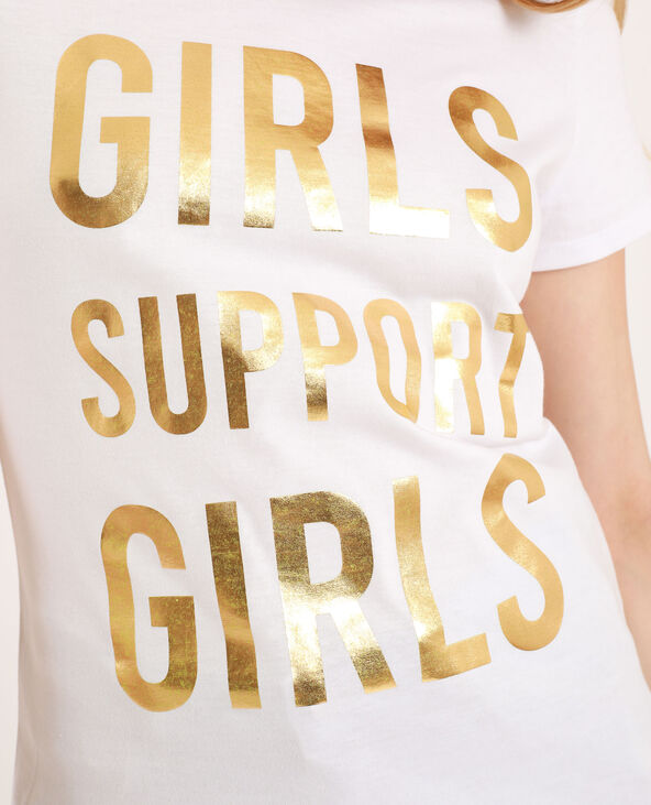 T-shirt Girls support girls blanc - Pimkie