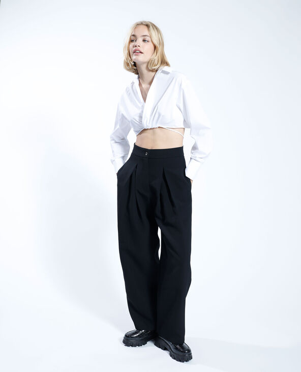 Chemise cropped effet noué blanc - Pimkie