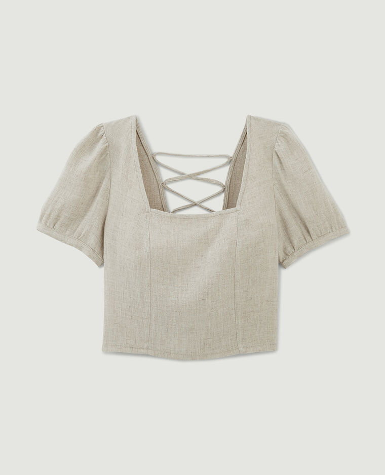 Top encolure carrée avec laçage dos beige - Pimkie