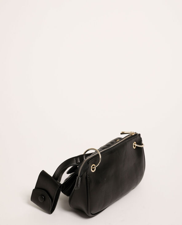 Sac bandoulière triple en simili cuir noir - Pimkie
