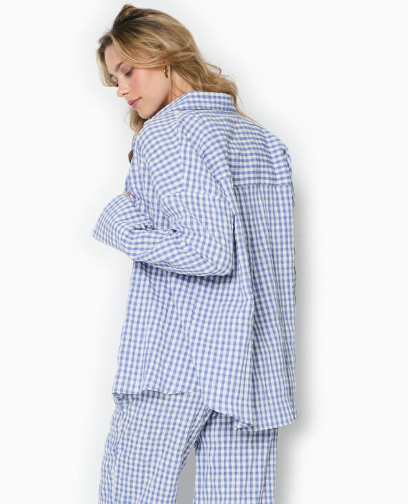 Chemise oversize motif vichy bleu - Pimkie