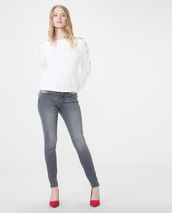 Sweat à perles blanc - Pimkie