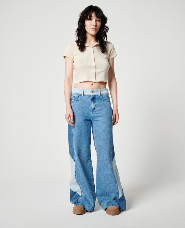 Jean baggy patchwork bleu - Pimkie