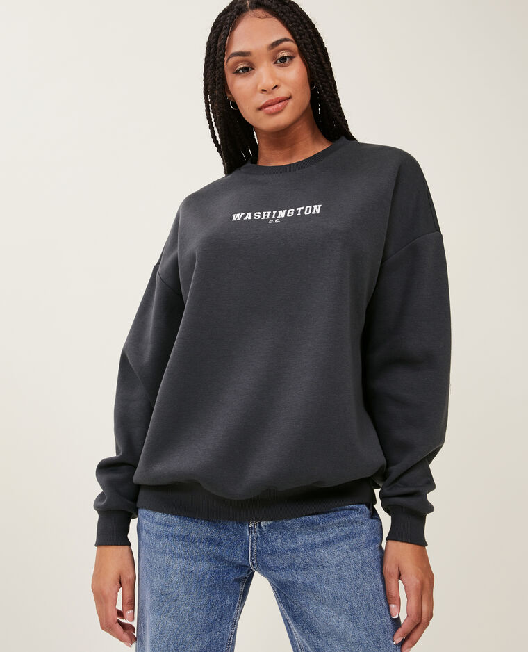 Sweat oversize col rond gris foncé - Pimkie