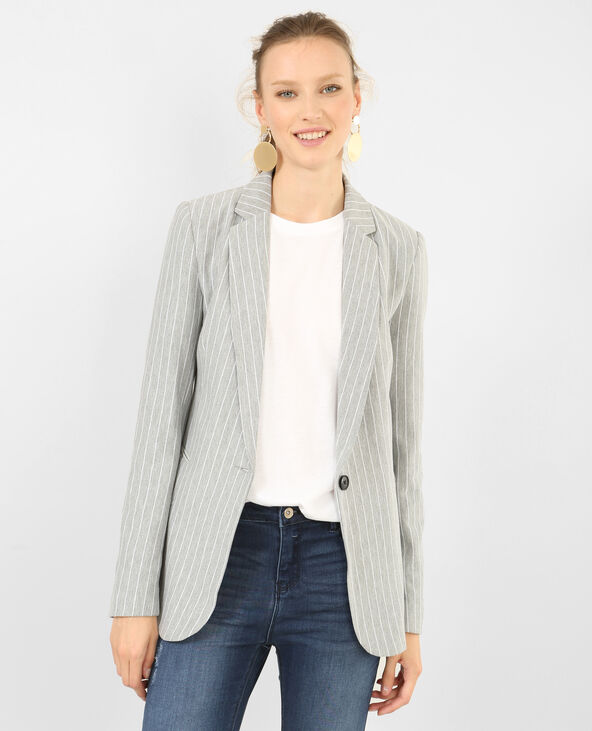 Blazer à rayures gris foncé - Pimkie